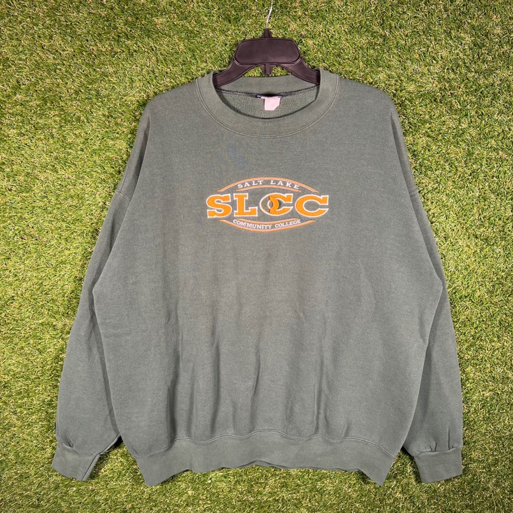 Vintage JanSport Salt Lake Community College SLCC Sweatshirt Mens XL Green USA